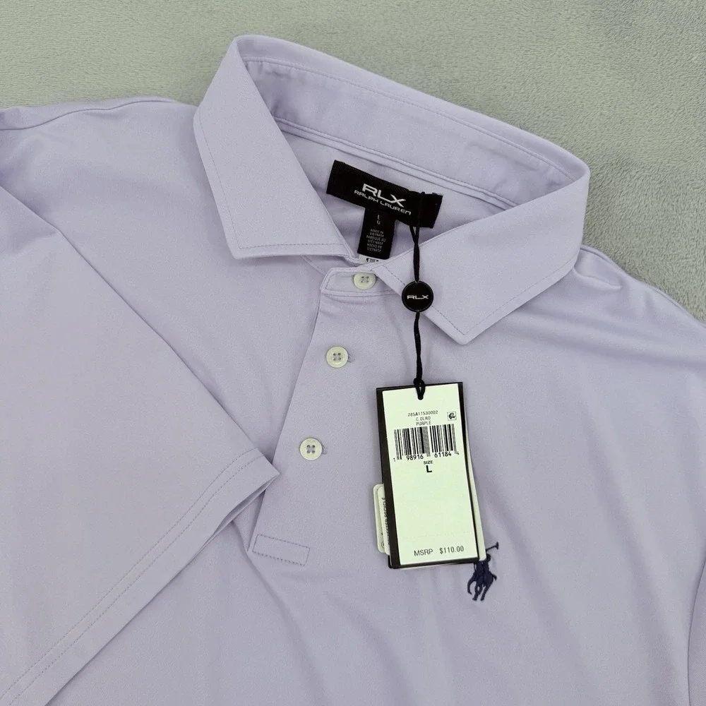 RLX Polo Ralph Lauren Polo Shirt  Men's Size L Golf Performance Lilac Strech NWT